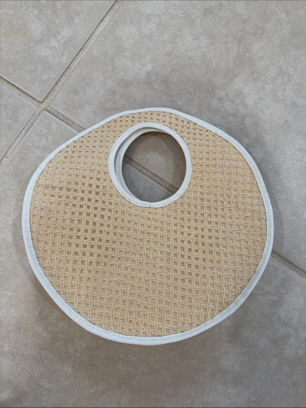 Janie and Jack x Rachel ZoeNatural Woven Round Decorative Trivet with White Trim